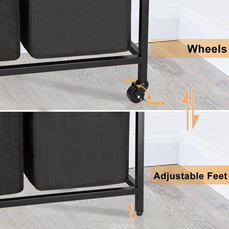 Timberer Laundry Hamper, Laundry Sorter, Rolling Laundry Basket with Drawer,