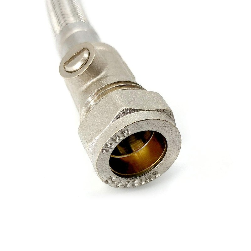 2X WRAS Approved 900mm 15mm Compression with Isolation Valve x