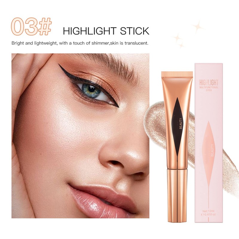 Liquid Highlighter,Shimmer Highlighter Makeup Stick With Cushion Applicator,Glitter Illuminator Makeup