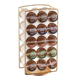Alessia Cara K Cup Holder, Coffee Pod Carousel Holder, K-Cup Tabletop Organizer for 30 Pods, 360 degrees rotatable, No Assembly Required, Gold