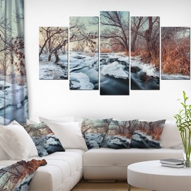 Designart Ukraine Winter Forest-Landscape Photo Canvas Print-60x32-5, 60x32-5 Panels Diamond Shape