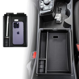 ANFOKAS for Kia Sportage Accessories 2025 2024 2023 NQ5 Car Auto Center Console Organizer Armrest Storage Box Armrest Cover Insert Tray -Black