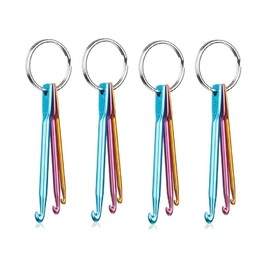 Zuoyou 4 Sets Mini Keychain Aluminum Crochet Hooks Knitting Needles 3 Sizes/Set (3mm,4mm,5mm)