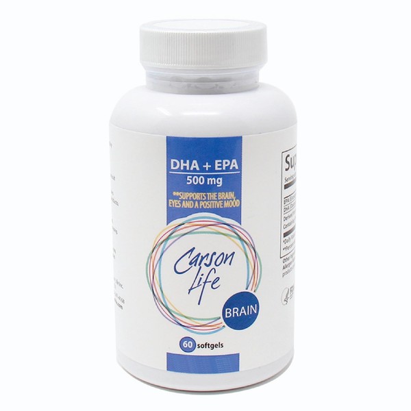 Carson Life DHA EPA Omega 3 Supplement – Advanced EPA DHA Omega 3 Supplement for Brain Function Support, Memory, Eye Function, and Positive Mood - Made in The USA - 60 Softgels