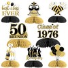 JOYMEMO 8Pcs 50 Year Class Reunion Honeycomb Centerpieces, Black and