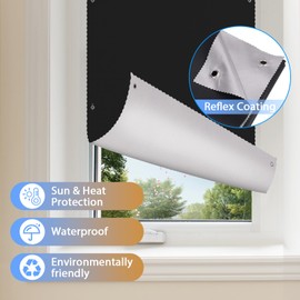 Roof Window Roller Blind, Blackout Thermal Sun Protection, Silver Coating, Blackout Roller Blind, No Drilling Required, for the Office/Study (VELUX Compatible, UK04 - 116 x 78 cm)
