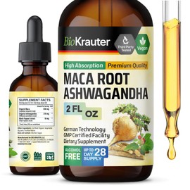 Maca Root and Ashwagandha Tincture - Organic Maca & Ashwagandha Supplements for Men & Women - Adaptogenic Liquid Supplement for Mood Support - Alcohol and Sugar Free - Vegan Drops 2 Fl.Oz.