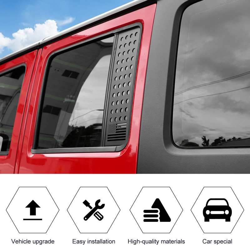 Aluminum Alloy Car Rear Door Window Decals Glass Cover Trim