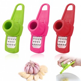 Garlic Peeler, Pack of 3 Ginger Grater, Efficient Garlic Mill, Comfortable Garlic Cutter, Mini Grater for Fine Grating of Garlic, Ginger, Nuts for Garlic Paste Extraction
