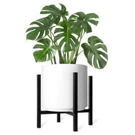 Mkono Mid Century Modern Tall Metal Indoor Plant Stand - Fits Up to 12 Inch Planter, Black