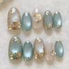 30 uñas postizas de ojo de gato, cortas, almendradas, con