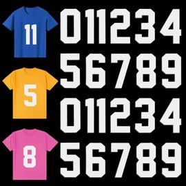 22 numeri termoadesivi per magliette da 0 a 9, numeri di maglia a trasferimento termico, per uniforme di squadra, maglietta sportiva (bianco)