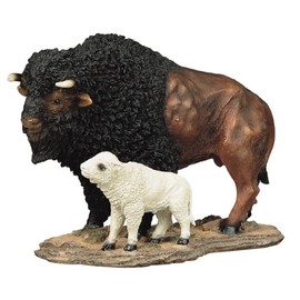 ICE ARMOR 7" H Wild Animal Collection Standing Buffalo with Baby Figurine Office Desk/Home/Living Room/Table Decor, Perfect House Warming Gifts for New Home
