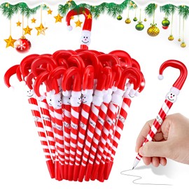 HIQE-FL Christmas Pens, Pack of 50 Christmas Ballpoint Pens, Christmas Ballpoint Pens, Candy Cane Pens, Retractable Ballpoint Pens, Christmas Ballpoint Pens, for Students, Children, Christmas Party