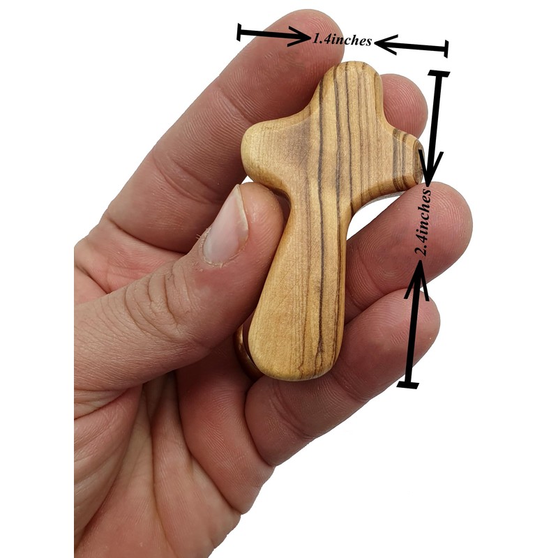 Zuluf 50 Small Olive Wood Hand Crosses Bethlehem Factory |