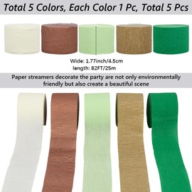 GORGECRAFT 125M 5 Rolls 5 Colors Party Decoration Paper Streamers Gold Green Khaki Anniversary Paper Streamer for Birthday Wedding Bridal New Year Christmas Parties DIY Craft Supplies