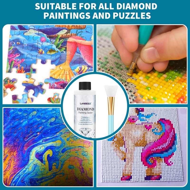 LANBEIDE 200ML Diamond Painting Sealer with Silicone Brush, Updated 5D