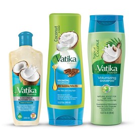 Vatika Naturals Coconut Shampoo, Oil & Conditioner Combo | Deeply Nourishing Trio with Coconut, Henna & Castor Oil | Repairs Damage, Hydrates & Restores Shine for Smooth, Frizz-Free Hair