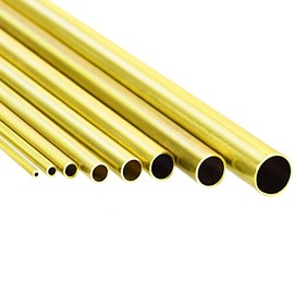 Brass Tube Tubing - 2mm 3mm 4mm 5mm 6mm 7mm 8mm 10mm OD x 0.5mm Wall Thickness 300mm Length Seamless Round Pipe, 8 Pieces