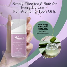 Bussani Crystal Salt Stone Deodorant Roll-On for Women | Perfect for Sensitive Skin | Won’t Stain Clothes | Ideal for Active Women | Long-Lasting & Gentle Protection | No Harmful Chemicals