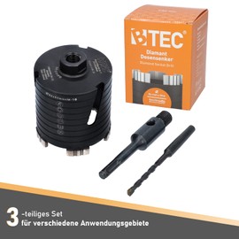 Diamond Socket Drill Bit for Masonry with SDS-Plus Socket - Usable Length 80 mm