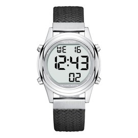 Hearkent Women's Digital Talking Watch Japanese Speaking Fun Voice LCD Large Number Wrist Watch for Seniors and Visually Impaired People, black strap, Practical