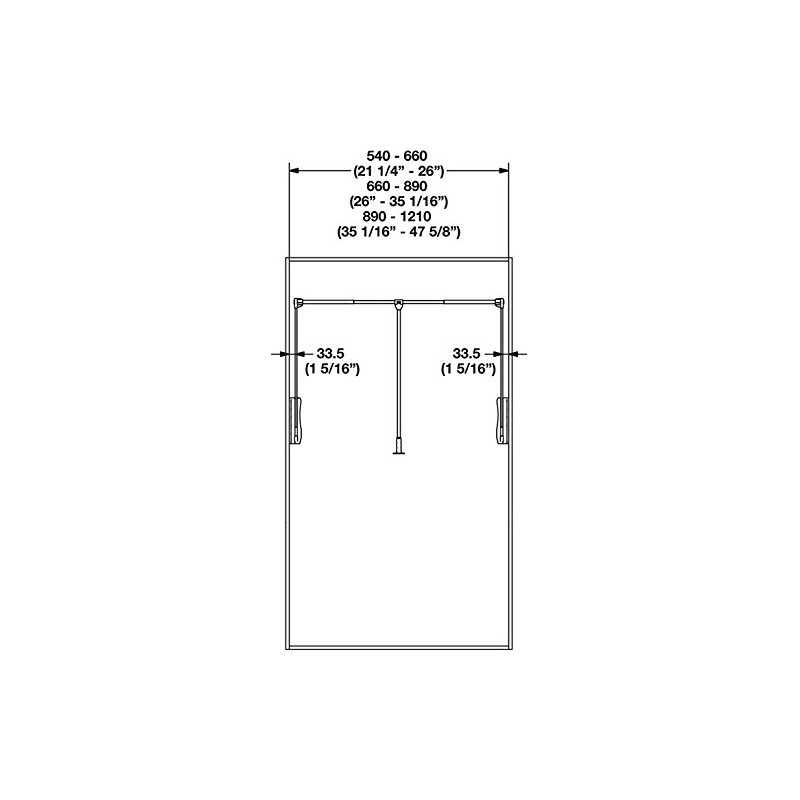 Pull Down Closet Rod, 26 lbs load capacity (Black powder-coated,