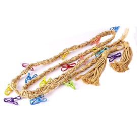 1Pc Cotton Stuffed Animal Storage Chain with 30pcs Metal Clips for Hanging Small Plush Wall Organizer Stuffed Animals Storage Holder for Hanging Nursery Play Room Wall Door Display (Yellow)