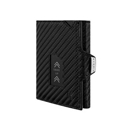 K!DMAN APOLLO I RFID Slim Wallet I Small Wallet for Men I Credit Card Holder Made of Genuine Leather I Minimalist Wallet, Real leather carbon, Without coin compartment
