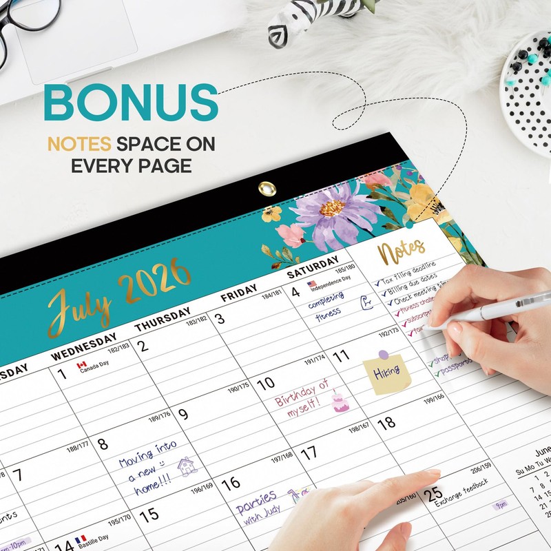 Taja Desk Calendar 2026-2027, Jul 2026-Dec 2027, 18-Month, 17" x