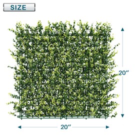 Coarbor 24 Packs 20" x 20" Artificial Beige Buxus Panel Faux Ivy Fence Privacy Topiary Hedge Plant Fence Grass Wall Panels Backdrop for Balcony Patio Outdoor Indoor