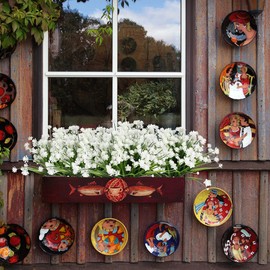 URSTOUD 10PCS Artificial Flowers,Fake Greenery Faux Plastic Bushes Fake Shrubs UV Resistant No Fade Faux Plastic Flowers for Wedding Hanging Bouquet Indoor Outdoor Home Garden Office Table Vase(White)