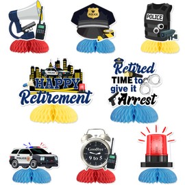 Jollyboom Police Retirement Party Decorations, 8Pcs Happy Retirement Retired Time to Give It Arrest Honeycomb Centerpiece for Police I'm Retired Ask Someone Else Off Duty Calling All Units Party