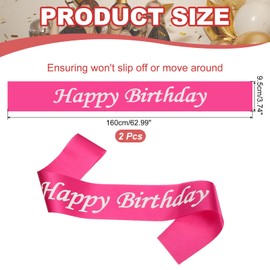 PATIKIL Birthday Girls Sash, 2 Pcs Birthday Sash for Women Satin Queen Princess Sash Party Decorations for Party Gifts Favors, Rose Red