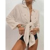 Bsubseach Womens Modern Swimsuit Cover Up Blouse Button Down Shirt