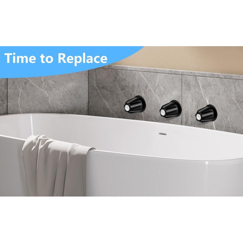 3 PCS Black Shower Knobs, Shower Knob Replacement Compatible with