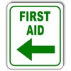 FIRST AID GREEN LEFT ARROW Aluminum Composite Outdoor Sign 20"