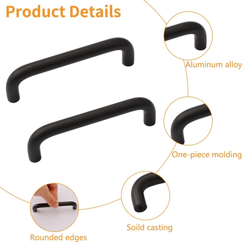 MOROBOR Aluminum Alloy Solid Round Handle, 96 mm Hole Centers