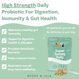 Buddy and Lola Probiotics for Dogs - High CFU Count, Plant-Based Dog Probiotics for Gut Health - Dog Probiotic Powder with Prebiotics for Skin Health - Essential Dog Soil Based Probiotic Supplement
