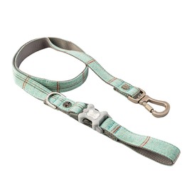 HUGO & HUDSON Tweed Dog Lead with Padded Handle - Adjustable Training Leash with Quick Release Clip & Stainless Steel Hook - 120 x 1.5cm, Aqua Checked