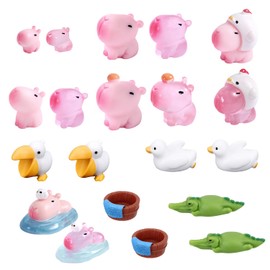 Tinoaly 20pcs Mini Capybara Figurines, Glow in The Dark Tiny Resin Capybara Miniature Animals Garden Dollhouse Ornaments Collectible Toys for Birthday Gifts, Various Design (Classic & Luminous)