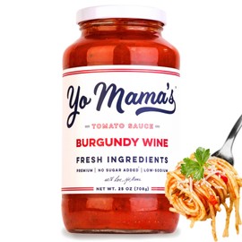 Yo Mama's Foods Keto Burgundy Wine Pasta Sauce - Pack of (1) - No Sugar Added, Low Carb, Low Sodium, Gluten Free, Paleo Friendly, and Made with Whole, Non-GMO Tomatoes