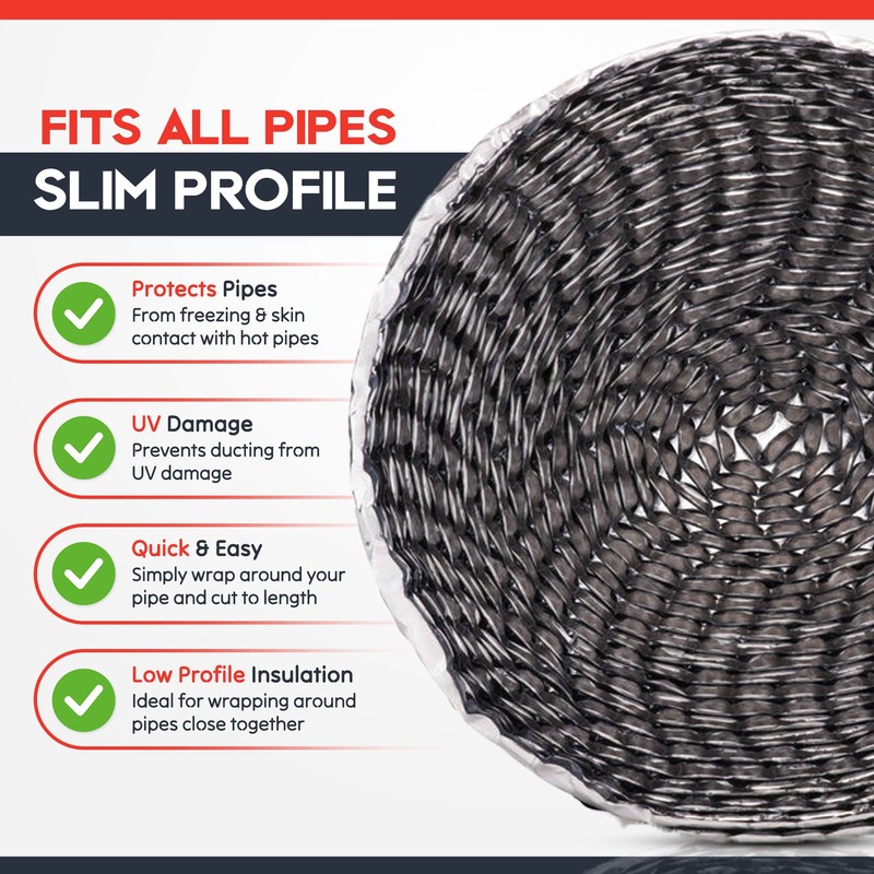 Pipe Lagging Foil Insulation Wrap 7.5m x 80mm - Thermal
