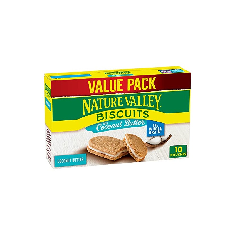 Nature Valley Biscuit Sandwiches, Coconut Butter, Snack Value Pack, 10