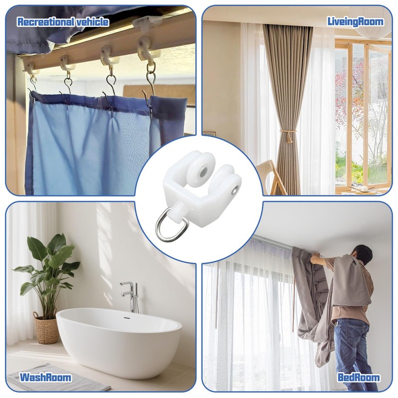 Pocysem Flexible Bendable Ceiling Curtain Track Roller Hooks Plastic Metal