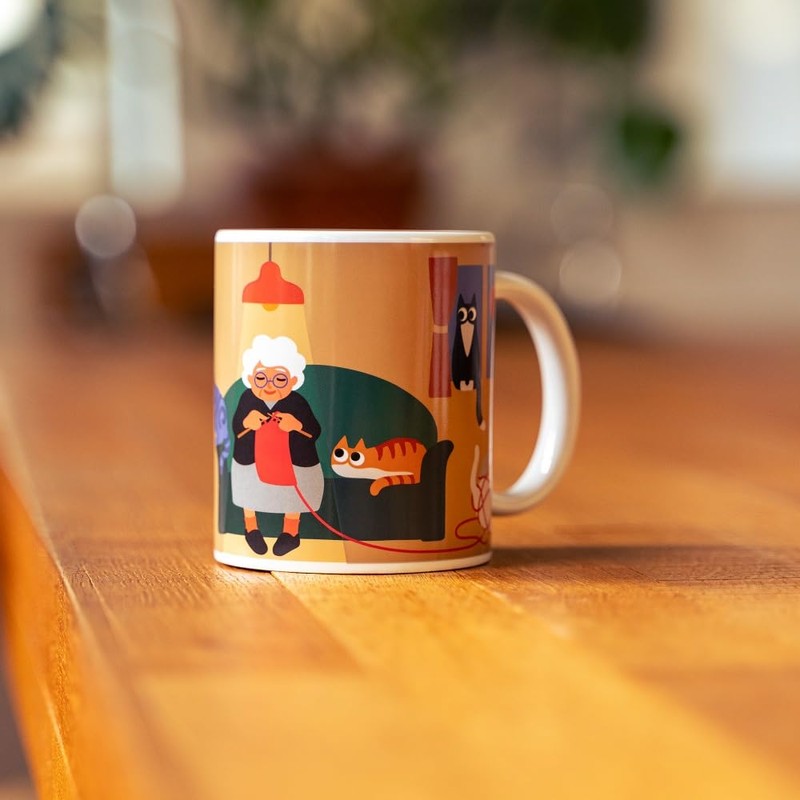 Kikkerland Cat Lady Morph Mug, 11oz