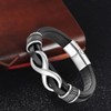 REchoLI Infinity Bracelet for Men,Stainless Steel Silver Men Infinity Leather