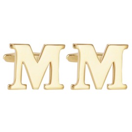 Salutto Men's Gold Letter M Cufflinks 1 Pair with Gift Box (M)