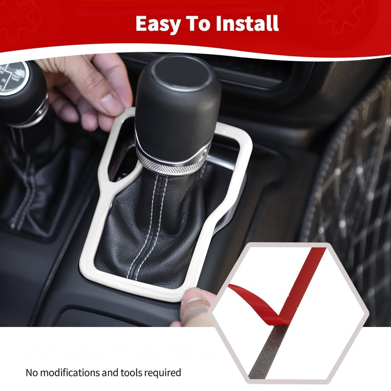 RT-TCZ for Wrangler JL White Gear Shift Trim Cover Frame