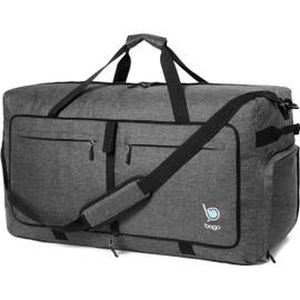 bago Holdall Bags for Men & Women - 100L Spaciously Large Holdall Bag with Shoe Compartment - Travel The World in Style & Convenience - Durable, Lightweight & Foldable Duffle Bag (SnowBlack)
